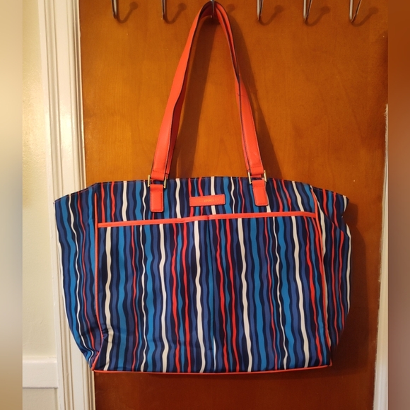 Vera Bradley Uptown Baby Diaper Bag Blue/Orange Changing Pad Stroller Straps NWT - Picture 1 of 11